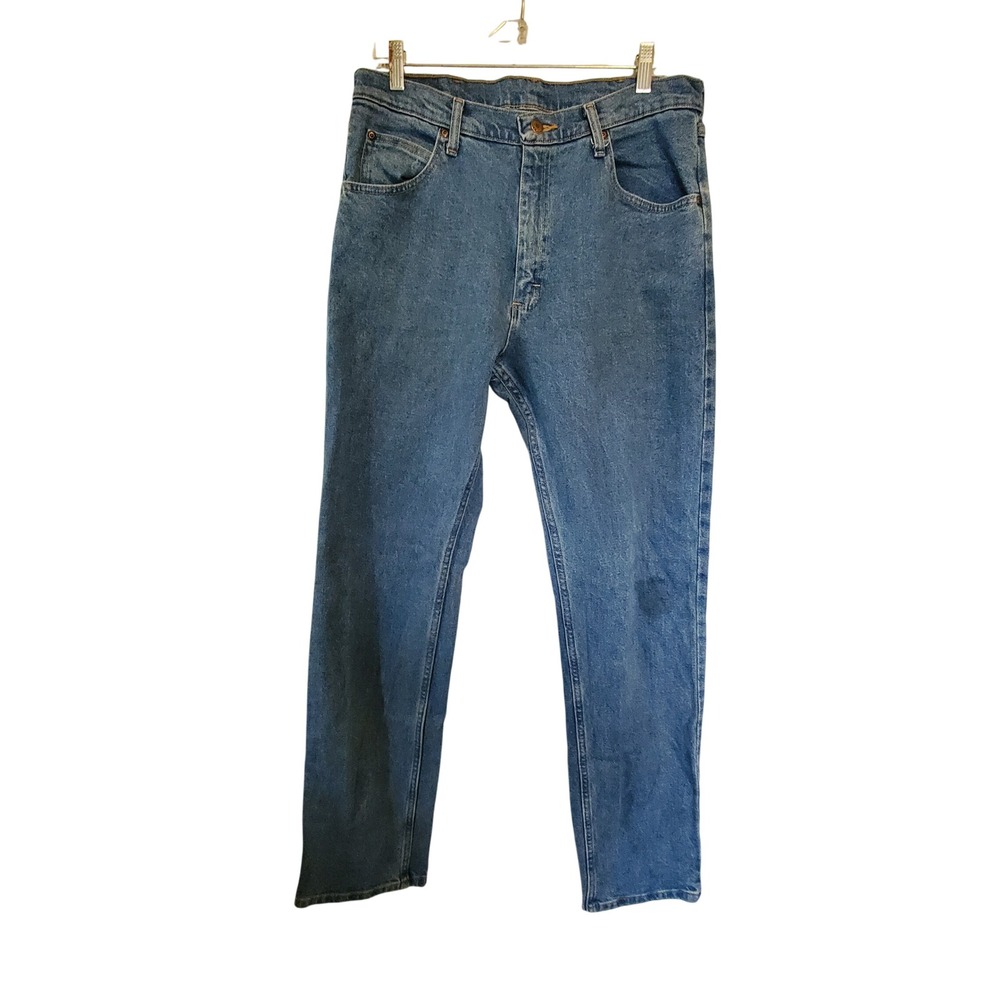 Wrangler‎ Premium Quality Mens Straight Leg Jeans Medium Wash Blue 34x34